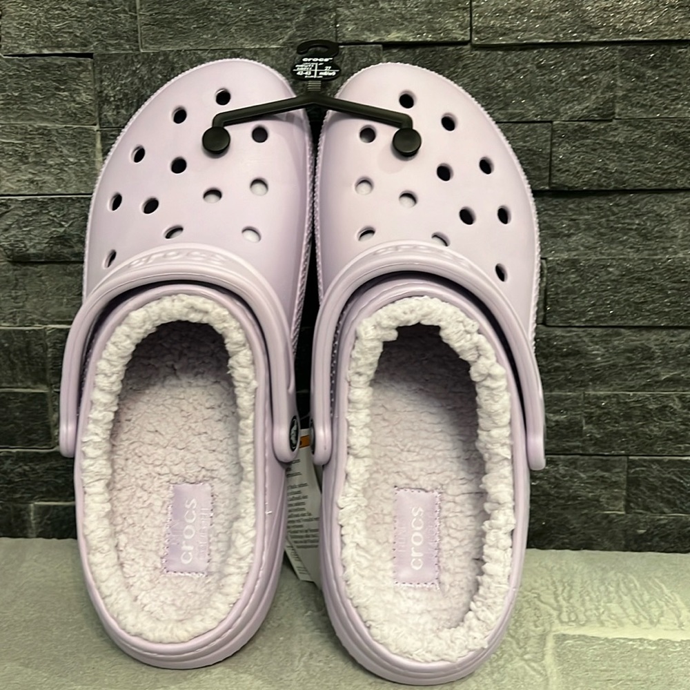 Purple lined crocs